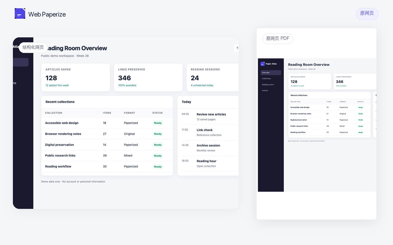 Web Paperize 原网页模式保留网页布局